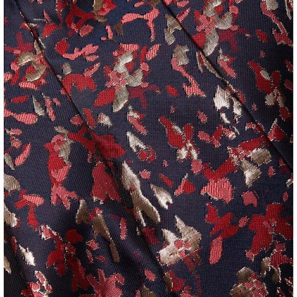 Teri Jon Blue Jacquard Floral Print Box Pleat Fit n Flair  Size4   Navy Multi - Picture 5 of 12